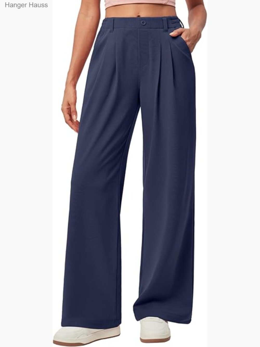 High Waisted Wide Leg Work Pants Pull On Stretchy Business Casual Trousers